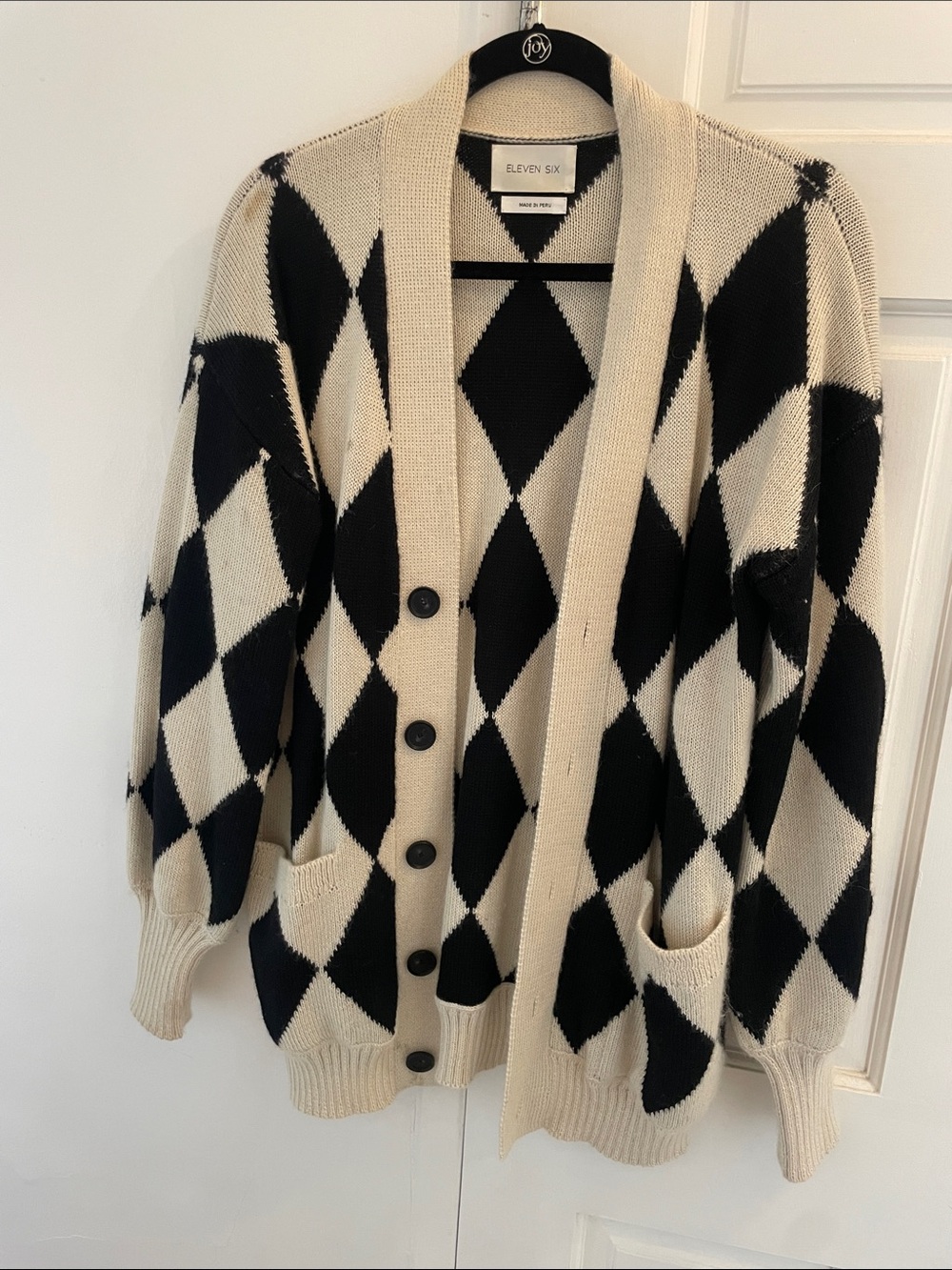 Alpaca wool Diamond Knit Cardigan Sweater - eleven six